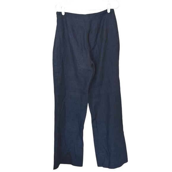 Talbots Linen Side Zip Wide Leg Pants Size 8 Navy Blue Lagenlook Casual Summer - Picture 2 of 6
